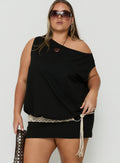 Ellah One Shoulder Drapey Mini Dress Black Curve