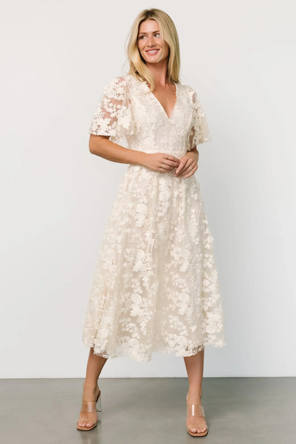 Sadie Embroidered Midi Dress | Vintage Cream
