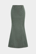 Denim High Waist Slit Mermaid Skirt