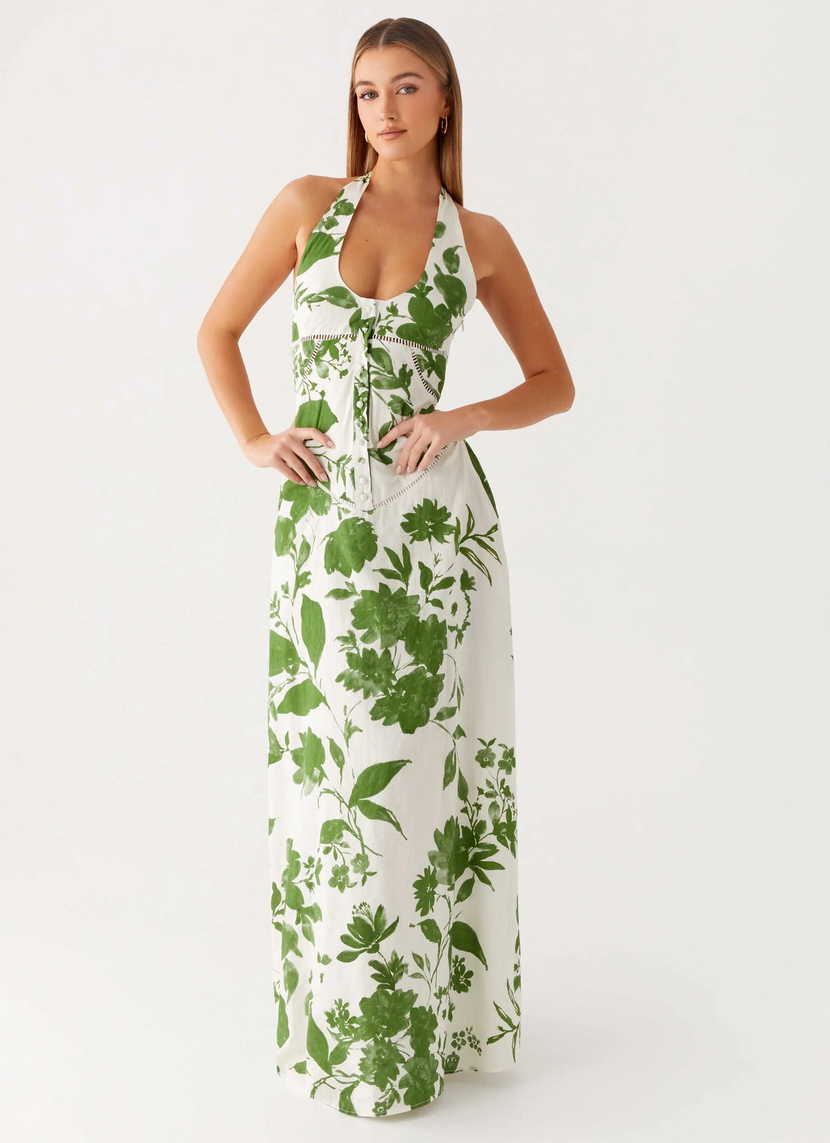 Ember Valley Cotton Maxi Dress - Verdant Bloom