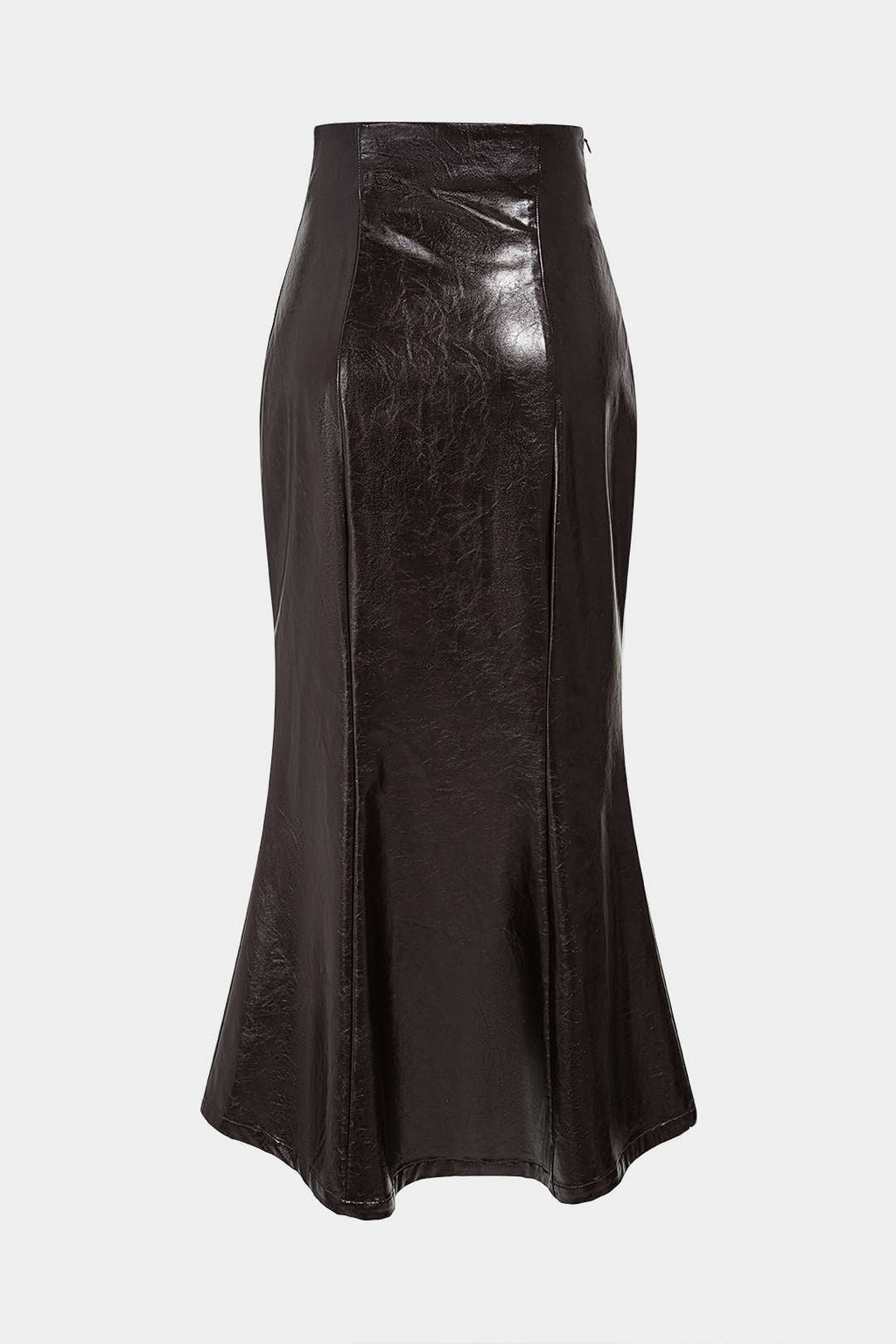 Faux Leather High Waist Button Zipper Skirt