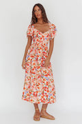 Carynna Flutter Sleeve Maxi Dress Floral Red