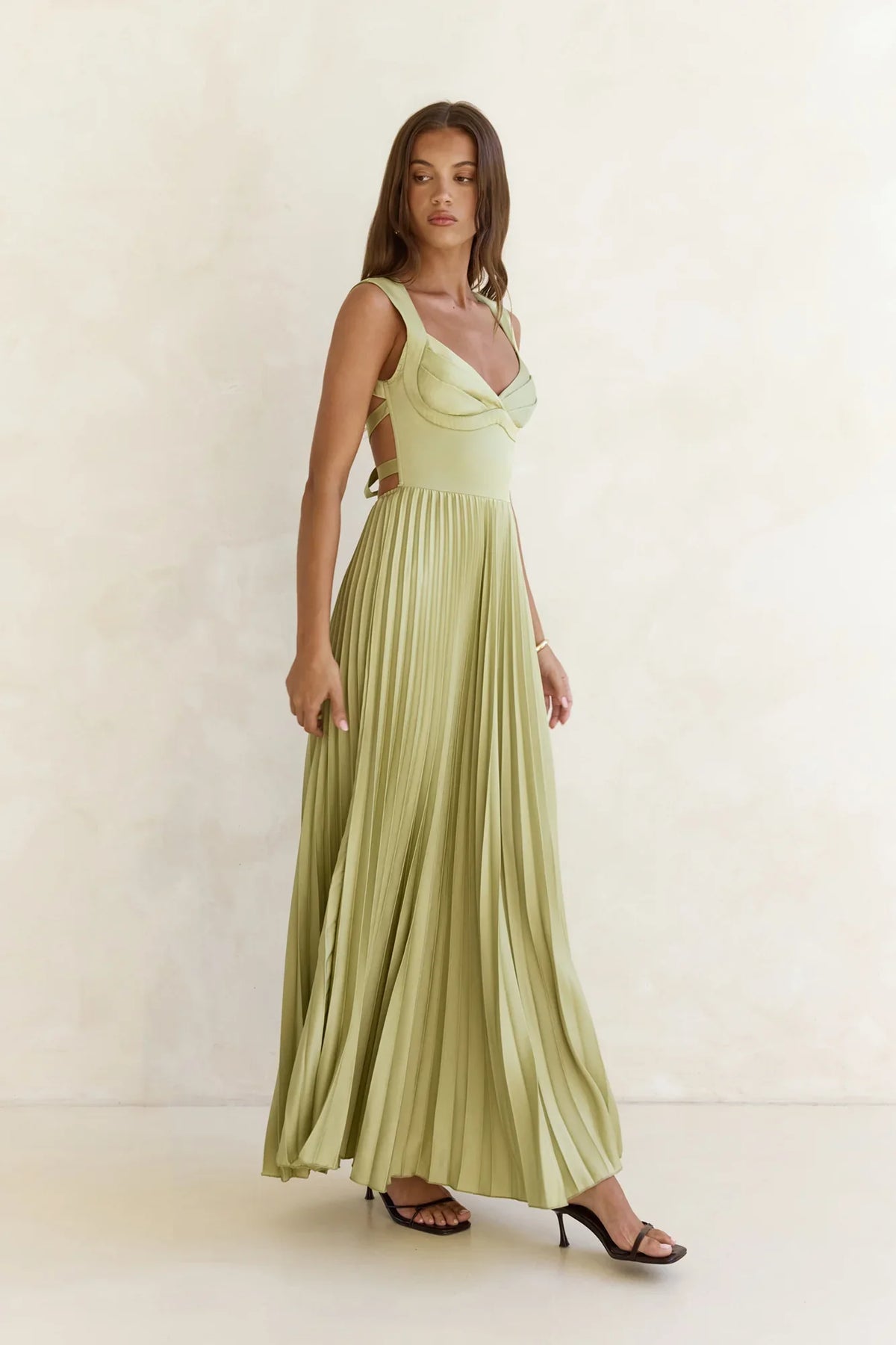 Song Of The Sky Plisse Maxi Dress Green