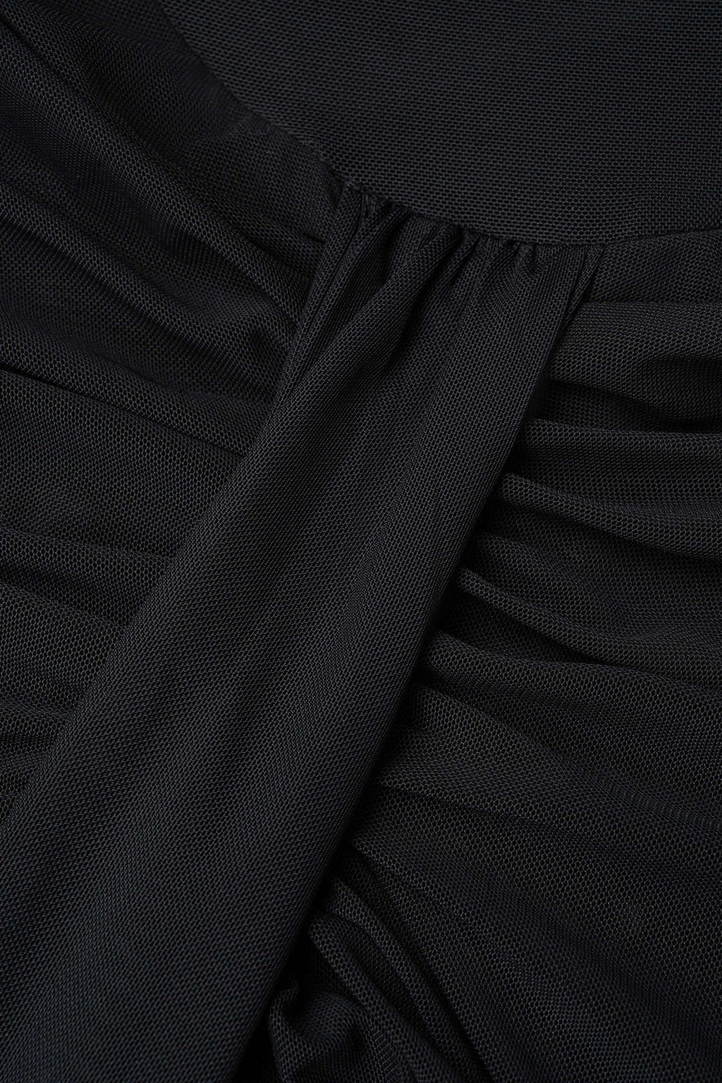 Patchwork Mesh One Shoulder Ruched Sleeveless Maxi Dress