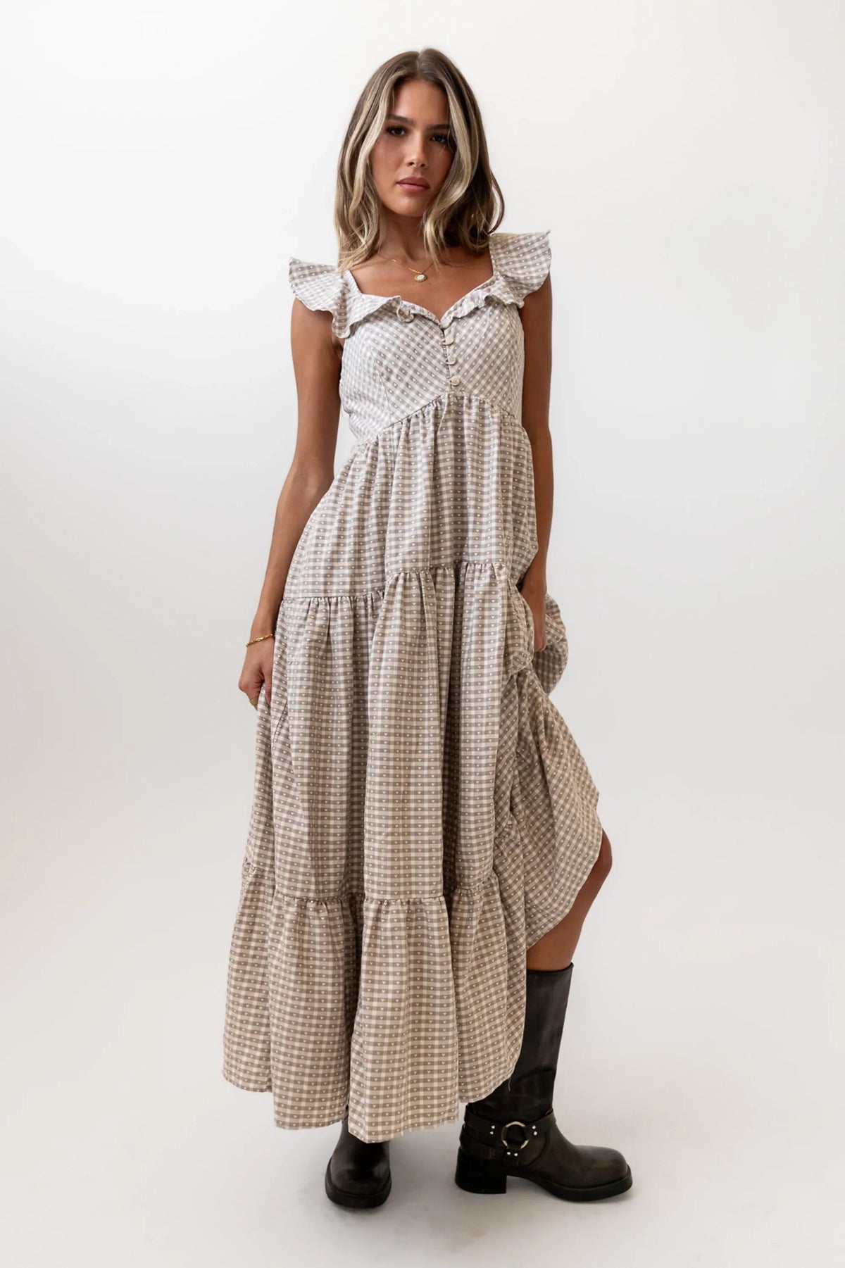 Salome Gingham Maxi Dress