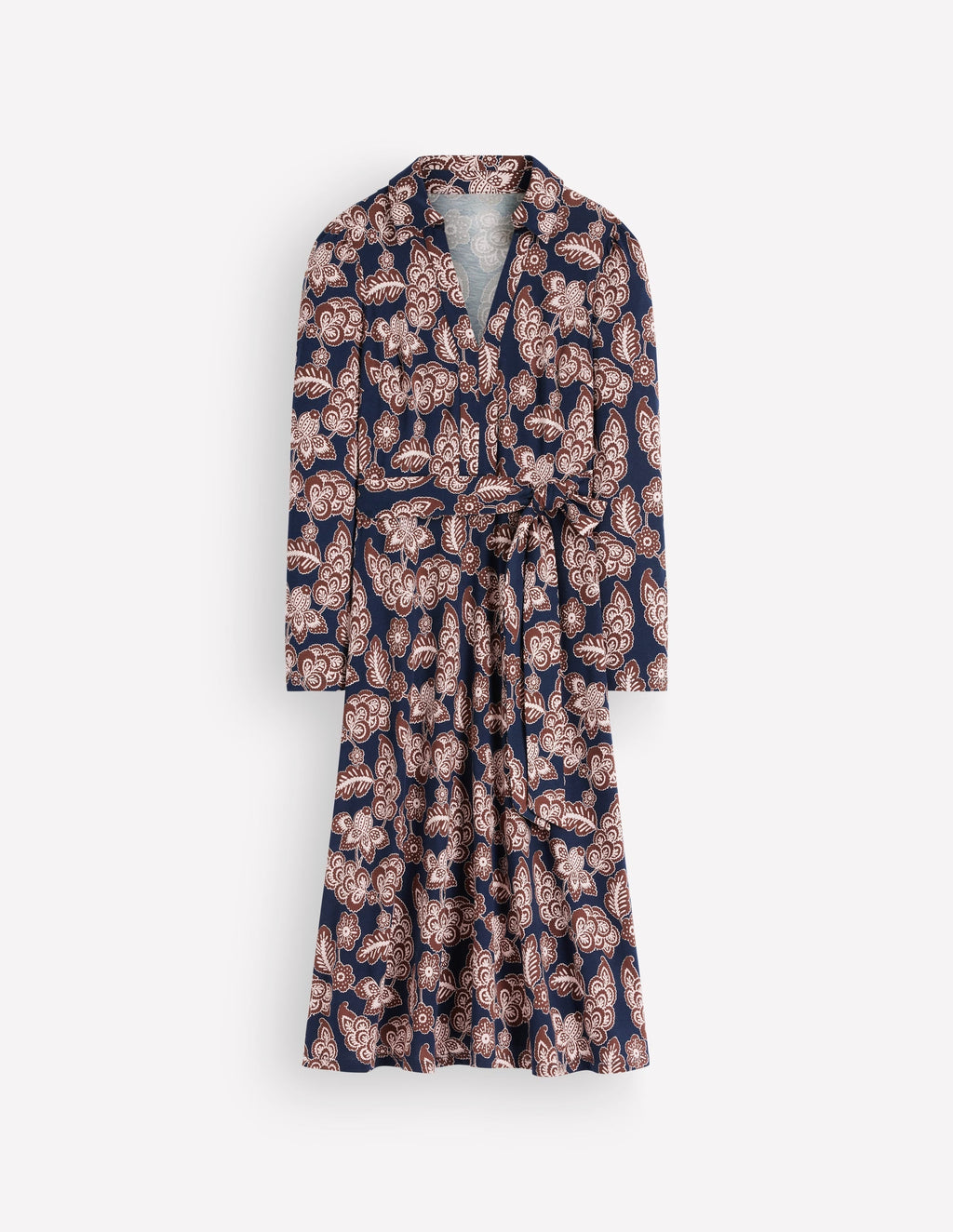 Imogen Collared Jersey Dress-Navy, Tickled Meadows