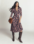 Imogen Collared Jersey Dress-Navy, Tickled Meadows