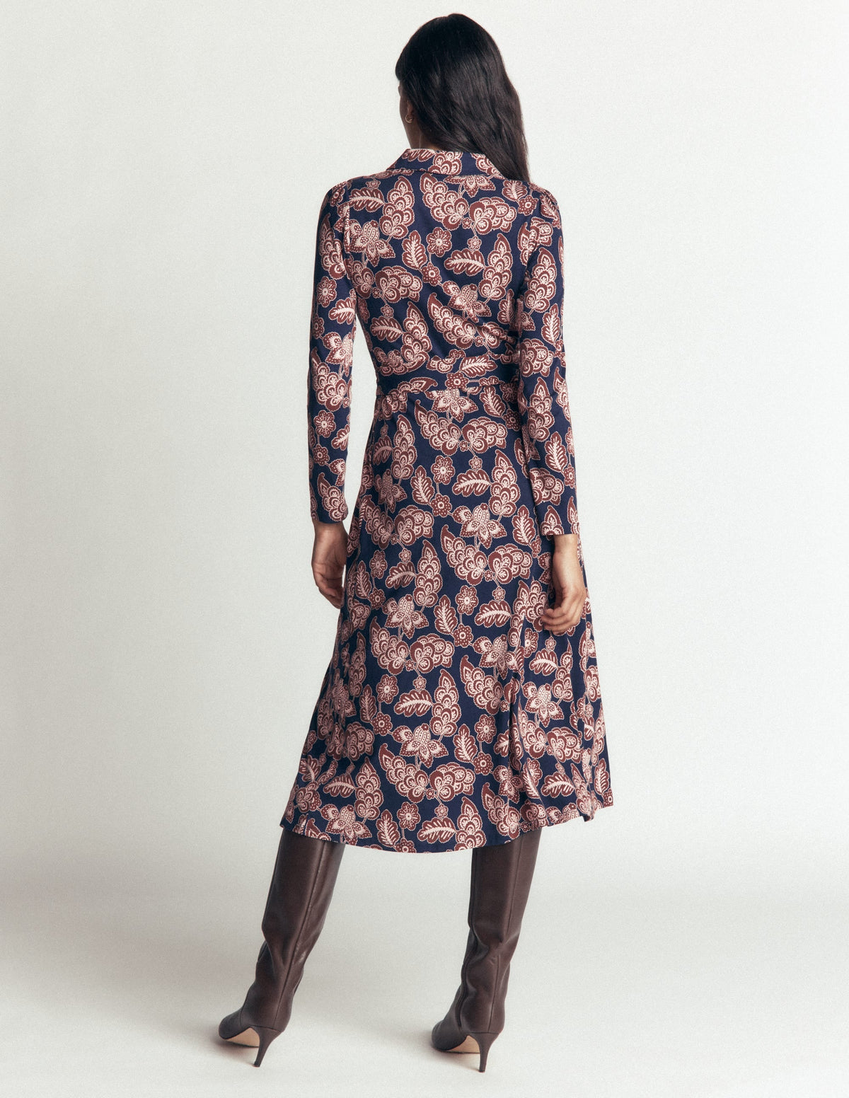 Imogen Collared Jersey Dress-Navy, Tickled Meadows