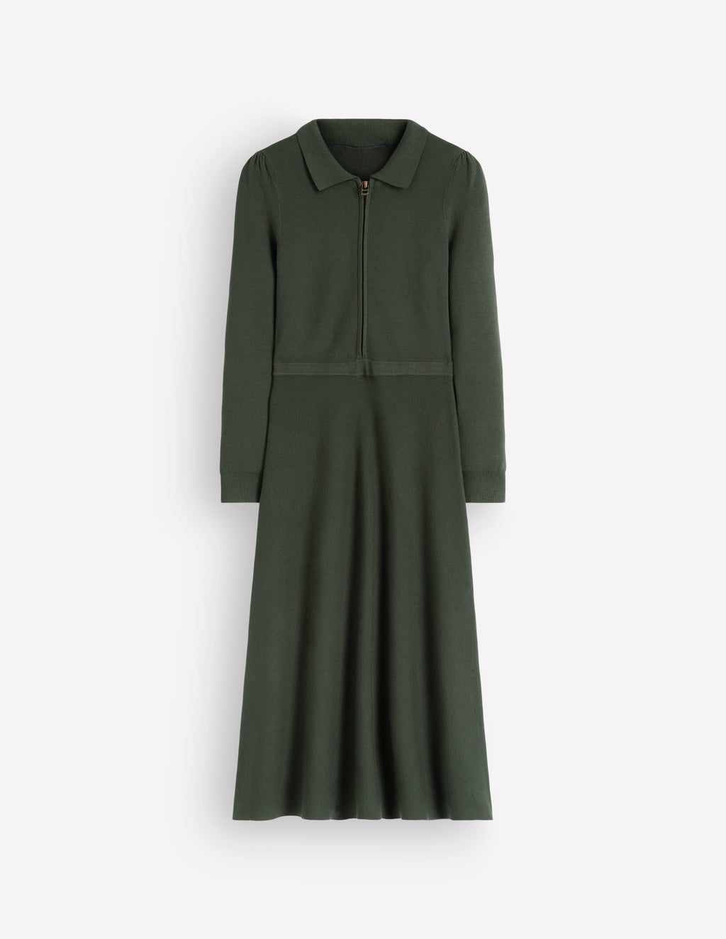Fiona Zip Front Knitted Dress-Hunter Green
