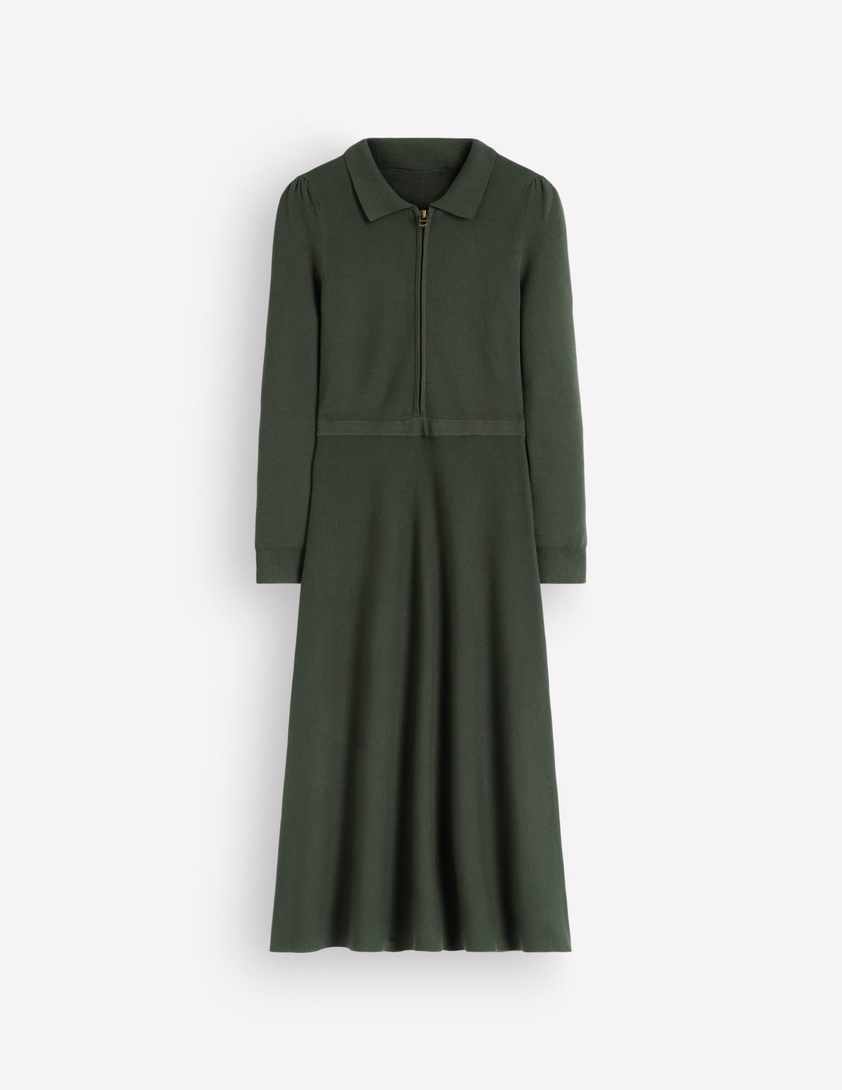 Fiona Zip Front Knitted Dress-Hunter Green