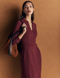 Alex Ponte Contrast Midi Dress-Chocolate Truffle