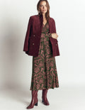 Jasmine Ruched Jersey Dress-Forest Glade, Paisley Bouquet
