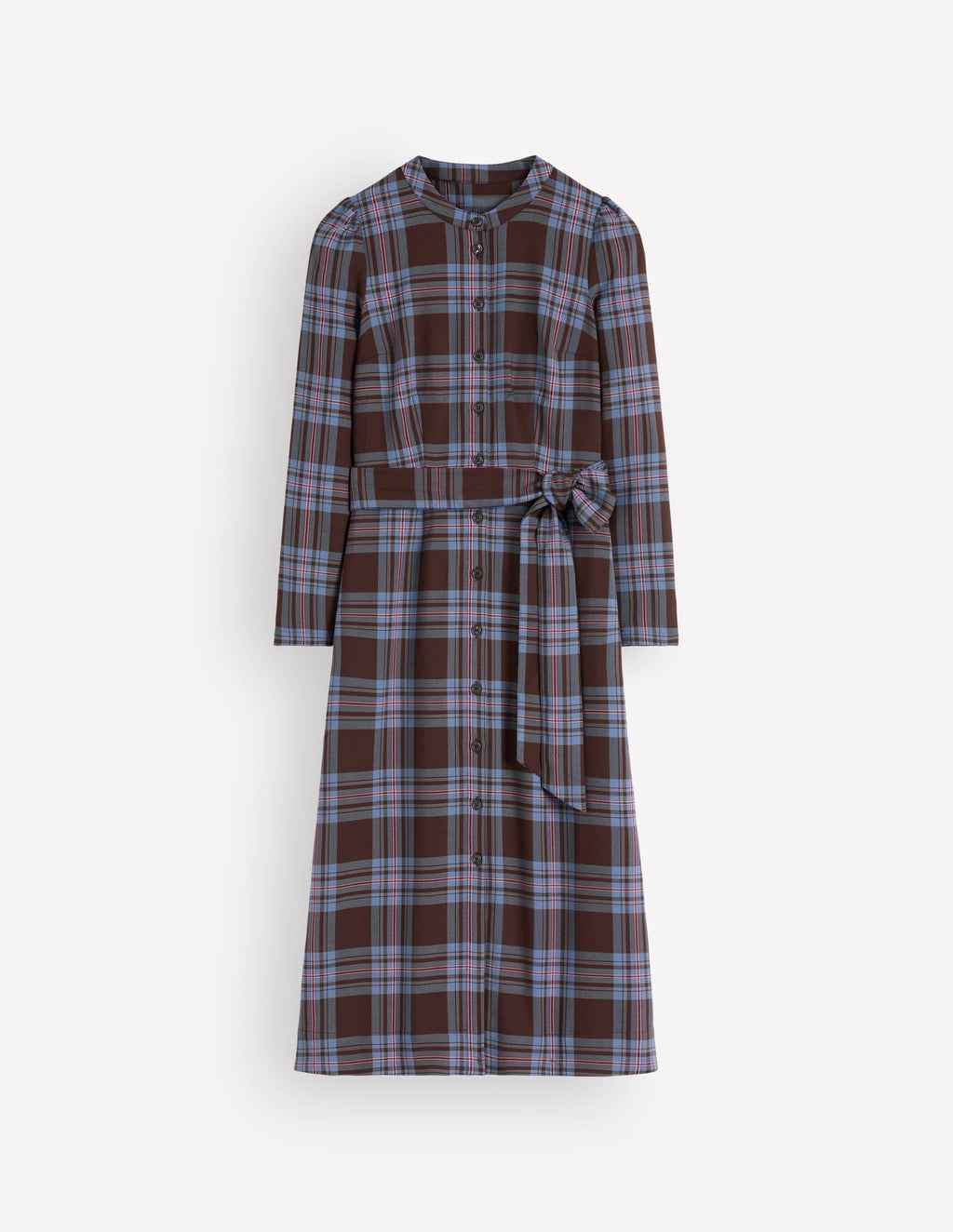 Louise Check Midi Shirt Dress-Brown, Blue and Pink Check