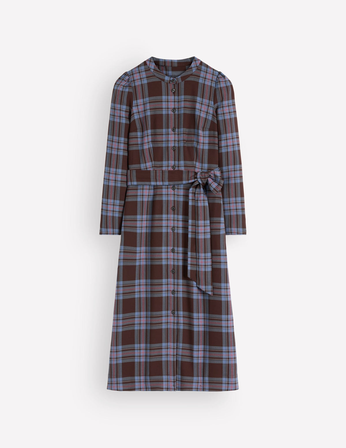 Louise Check Midi Shirt Dress-Brown, Blue and Pink Check