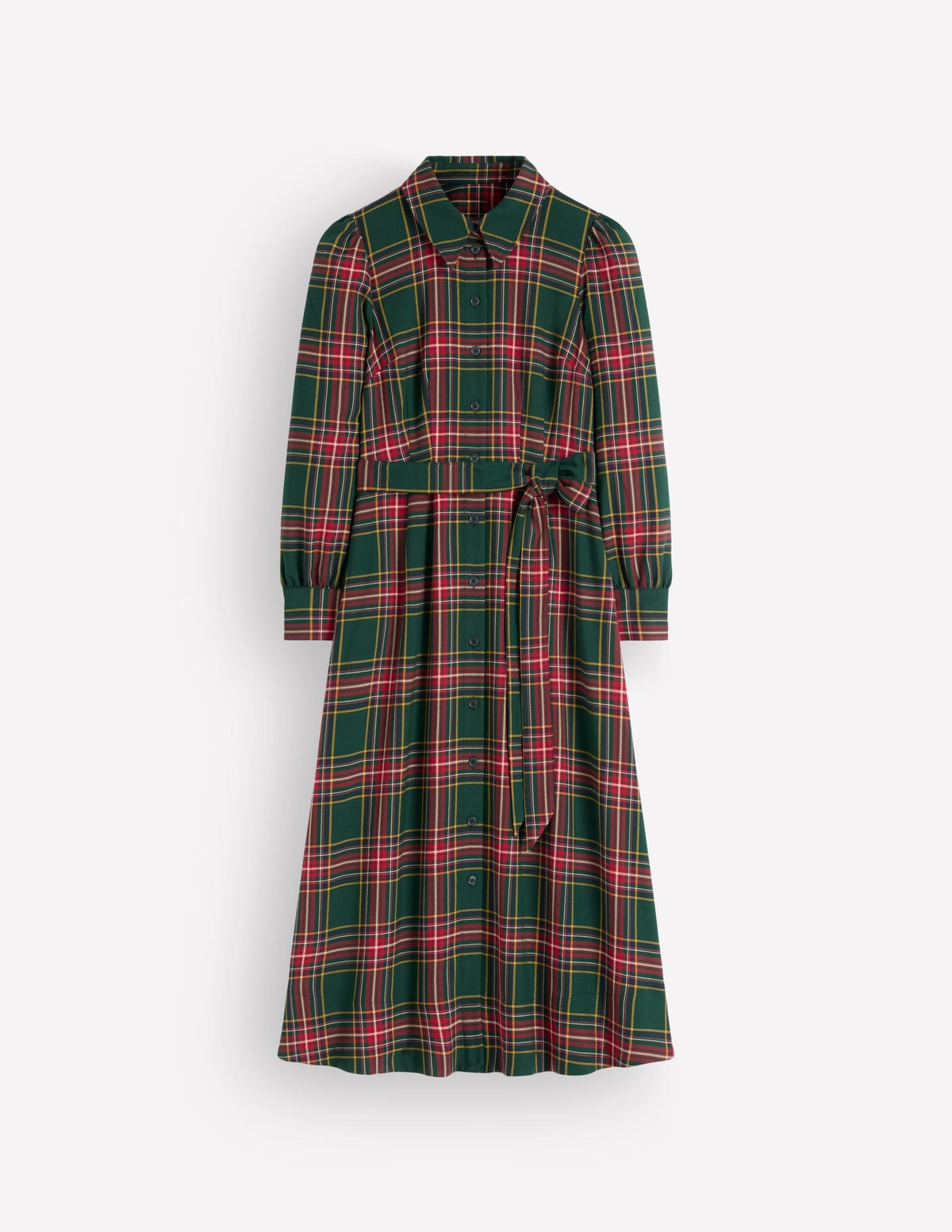 Maeve Check Midi Shirt Dress-Green, Navy and Red Check