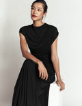 Drape Jersey Crepe Maxi Dress-Black