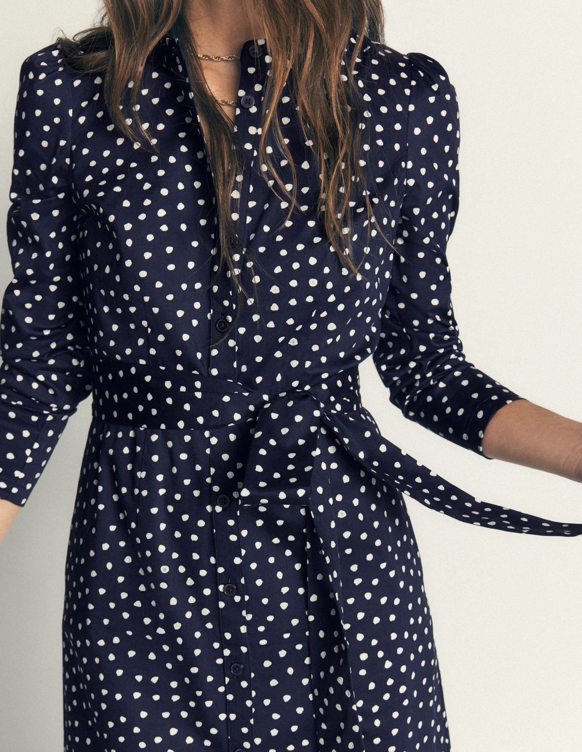 Louise Midi Shirt Dress-French Navy, Painted Dot