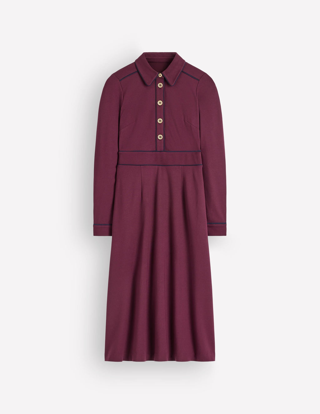 Etta Piping Detail Ponte Dress-Dark Cherry, Navy