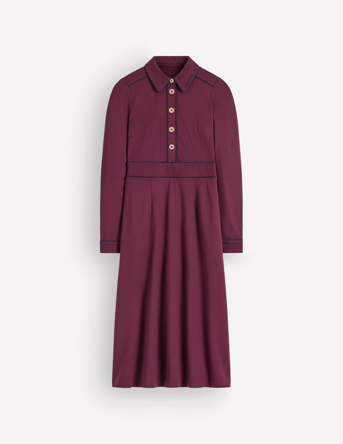 Etta Piping Detail Ponte Dress-Dark Cherry, Navy