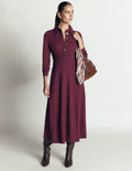 Etta Piping Detail Ponte Dress-Dark Cherry, Navy