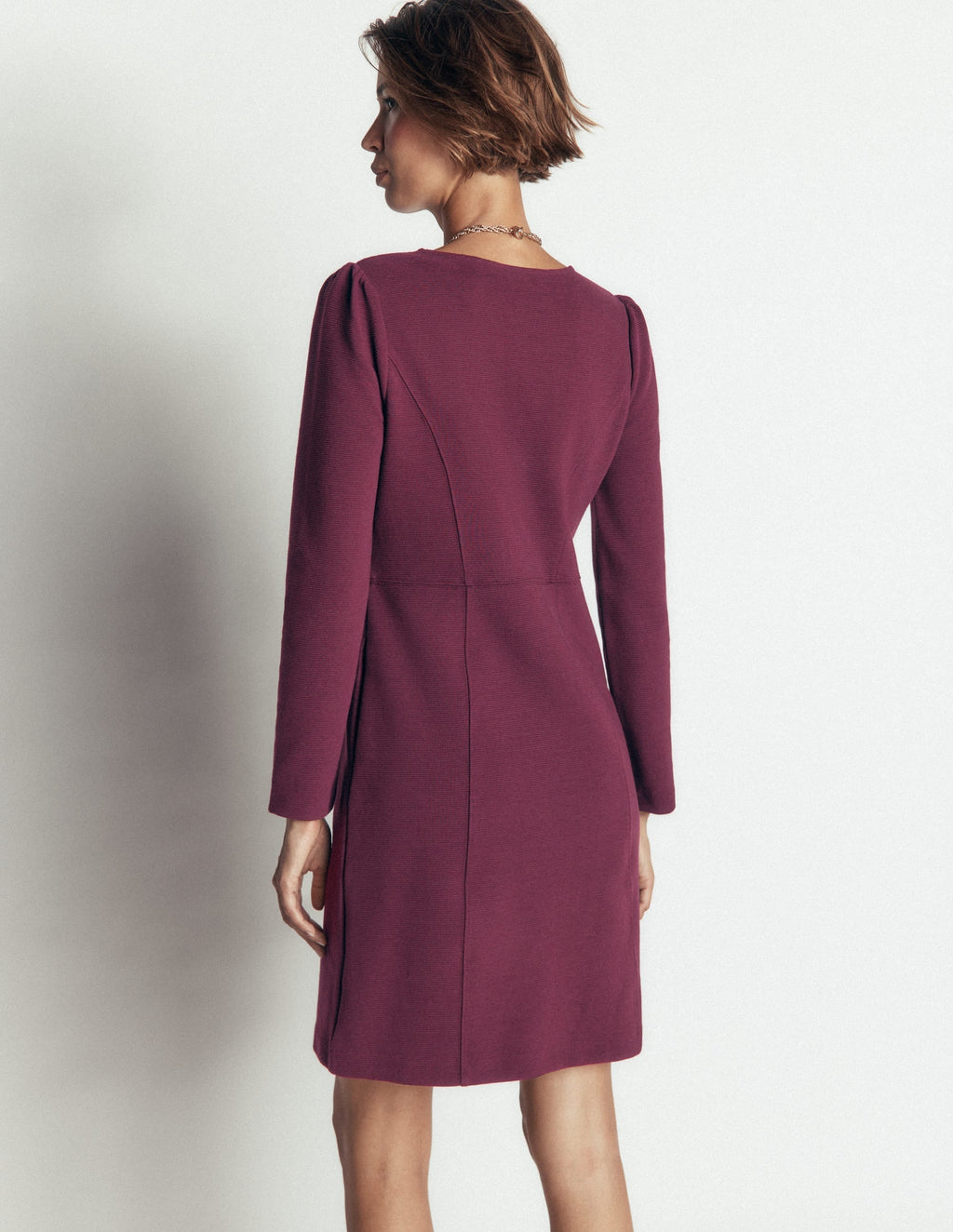 Marla Seamed Ottoman Dress-Dark Cherry