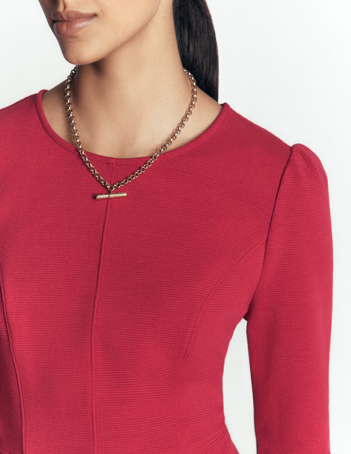 Marla Seamed Ottoman Dress-Red Earth