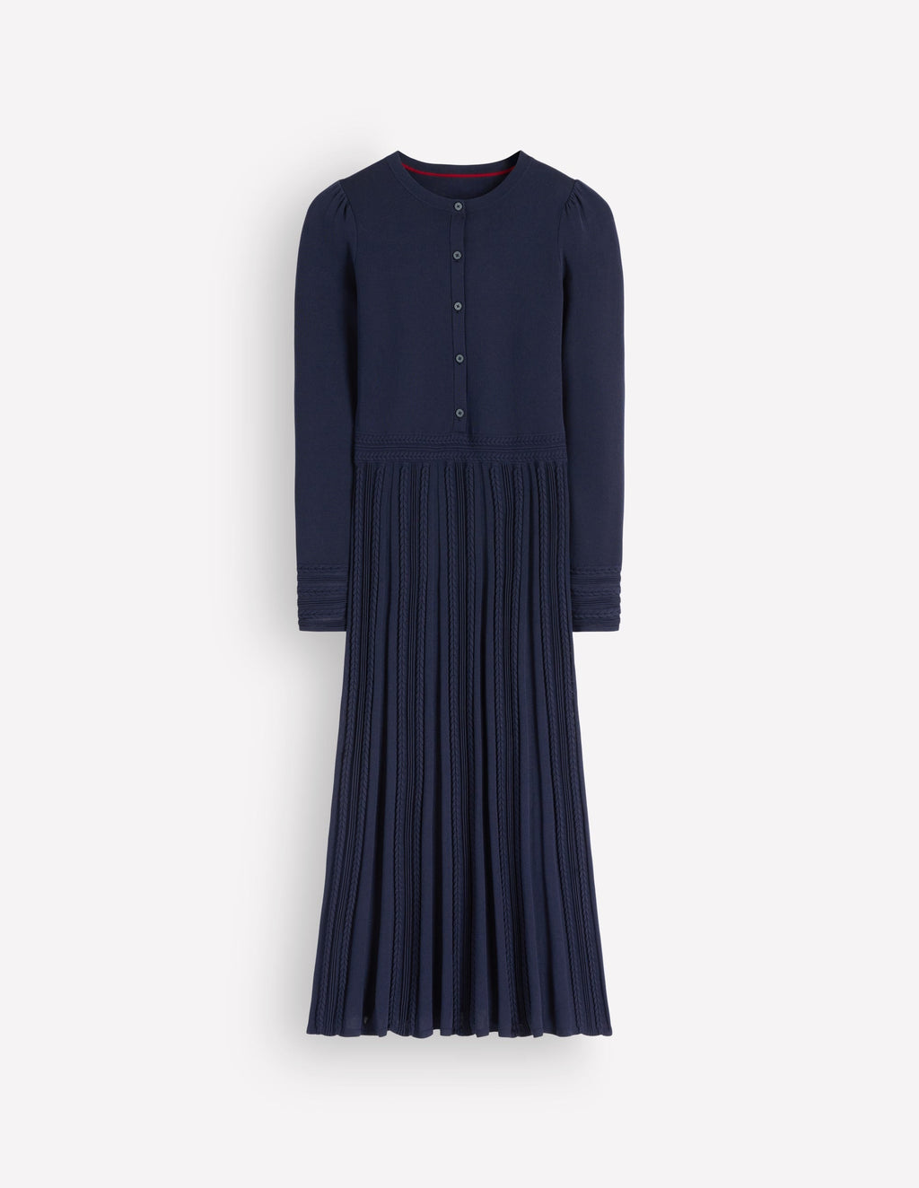 Cable Stitch Knitted Dress-Navy