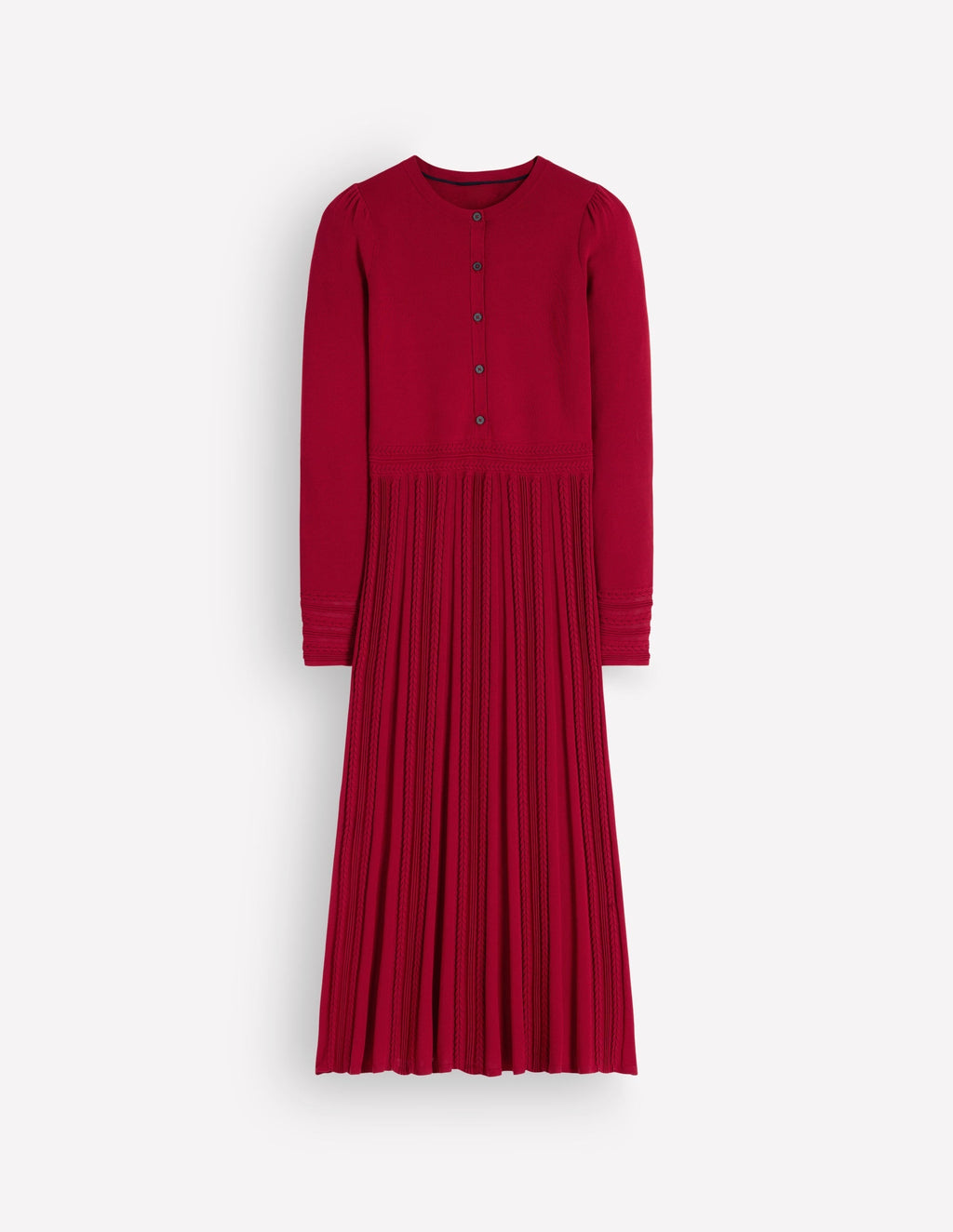 Cable Stitch Knitted Dress-Crimson Red
