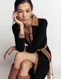 Jessica Knitted Shirt Dress-Black and Fall leaf