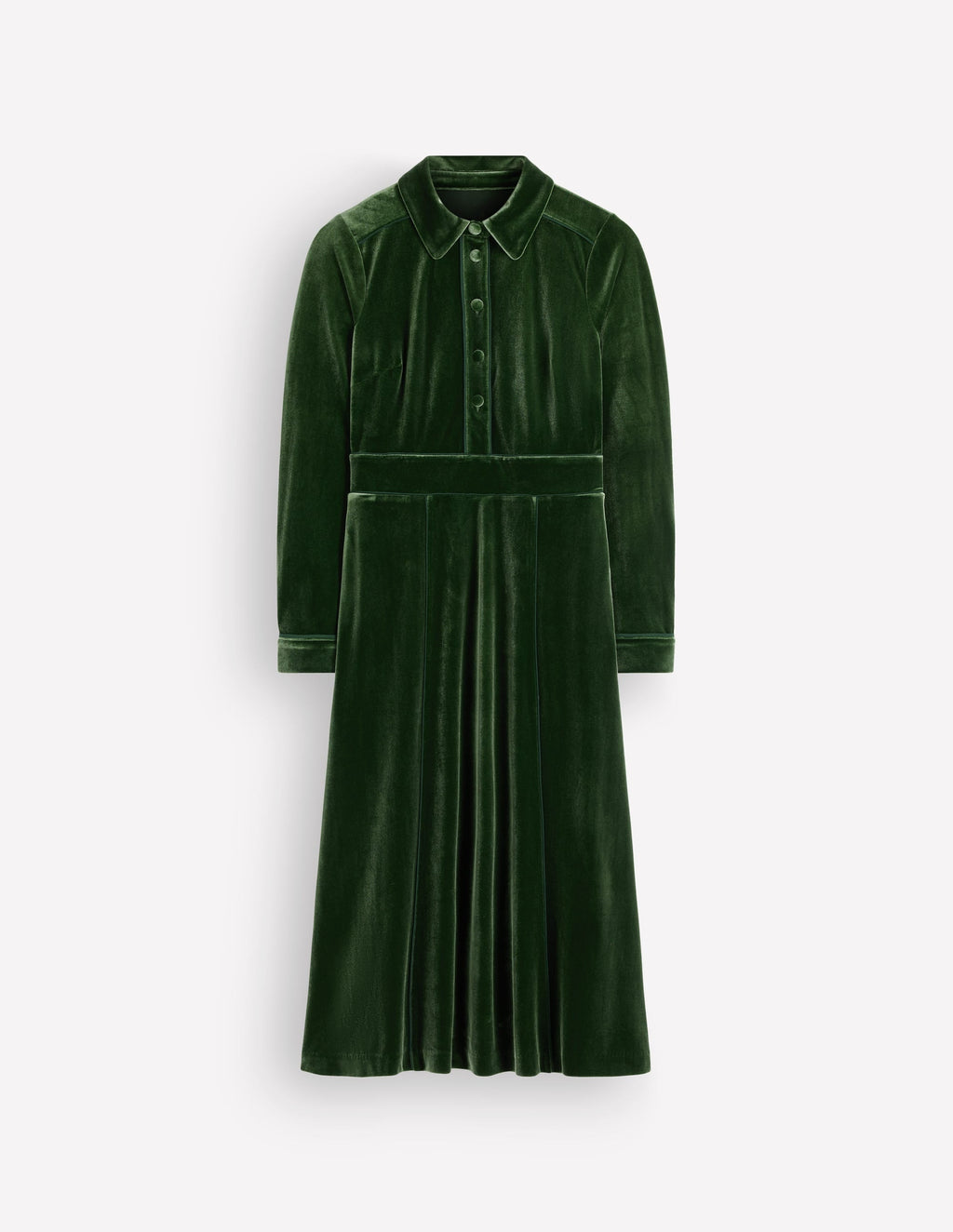 Etta Piping Velvet Dress-Douglas Fir