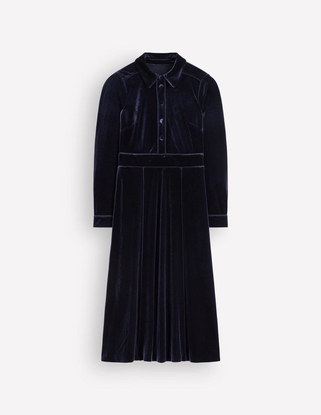 Etta Piping Velvet Dress-Navy