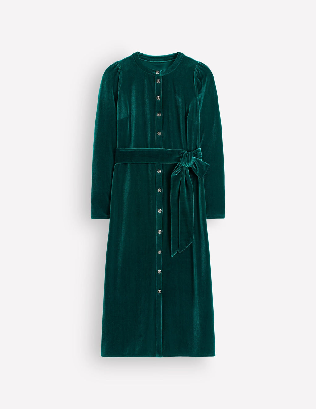 Honor Column Velvet Midi Dress-Emerald Night