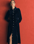 Maeve Velvet Shirt Dress-Teal Ocean