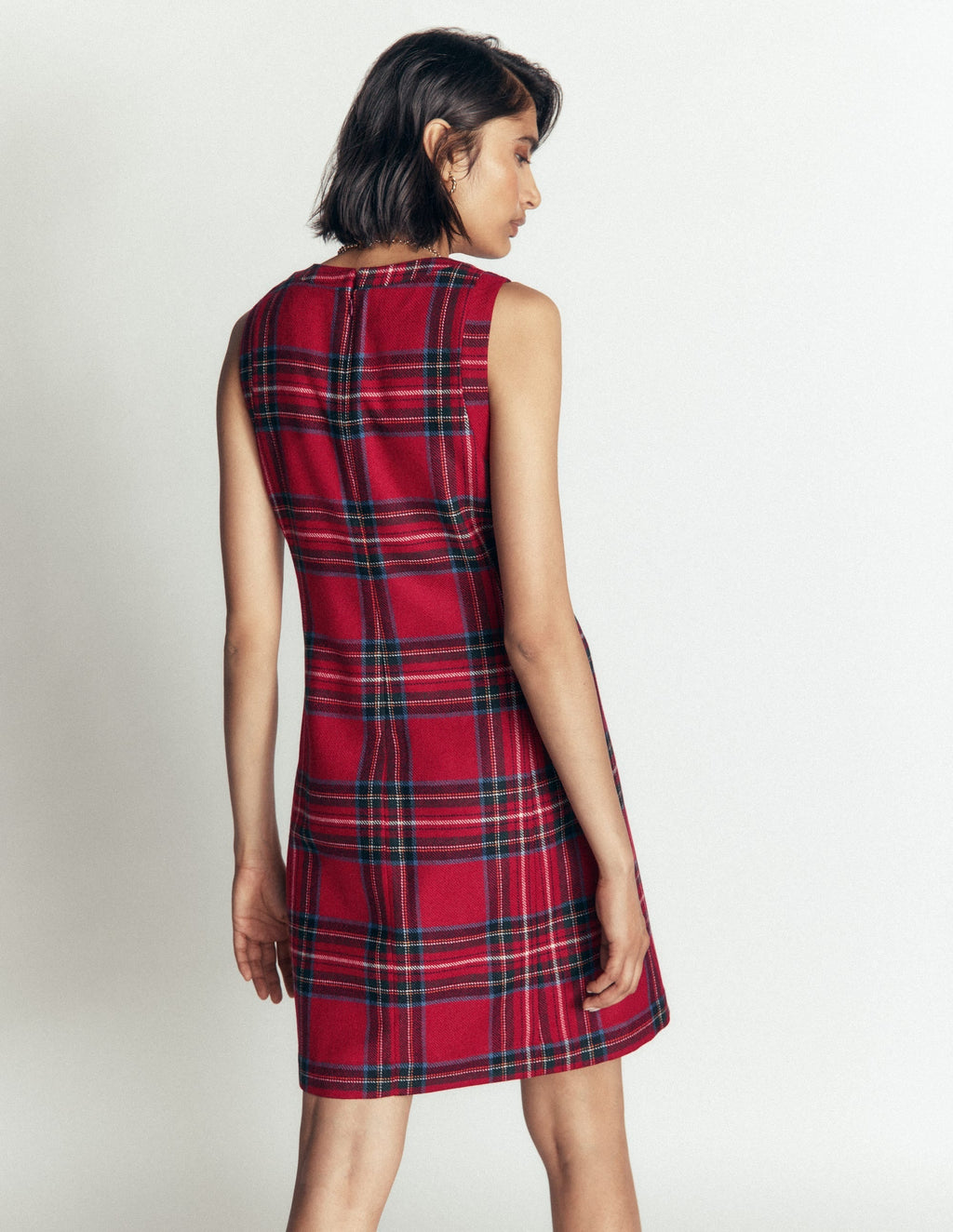 Lou Wool Check Shift Dress-Red, Blue and Green Check