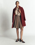 Multi Panel Wool Blend Skirt-Brown Hotch Check