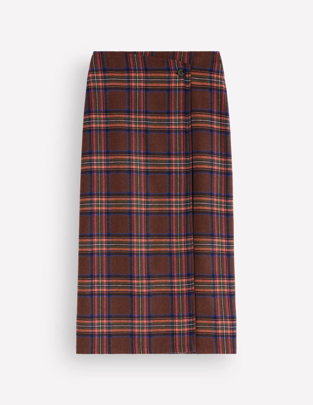 Column Wrap Skirt-Brown, Blue and Orange Check