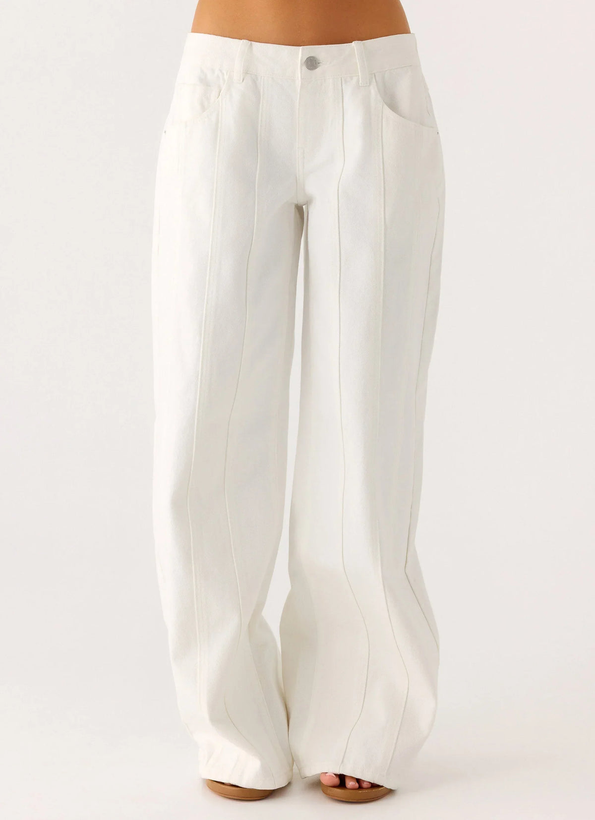 Johnny Low Rise Wide Leg Denim Jeans - White