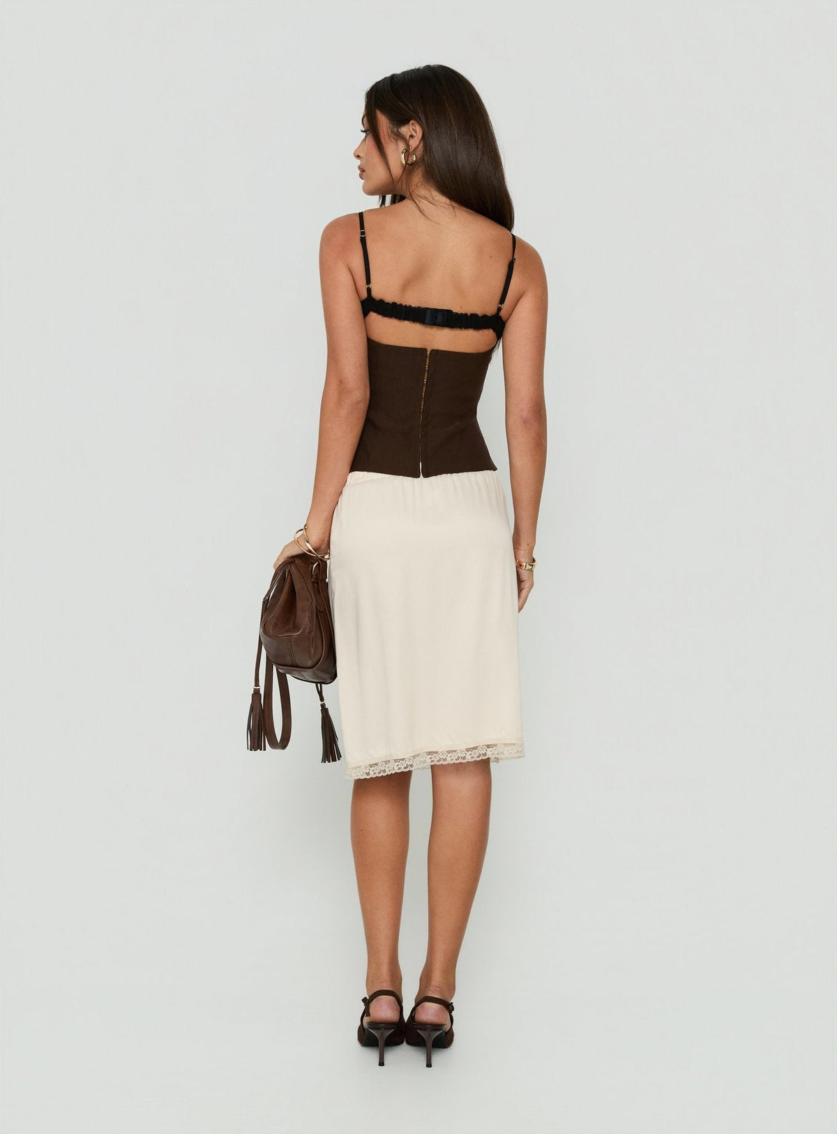 Bella Lace Trim Midi Skirt Butter