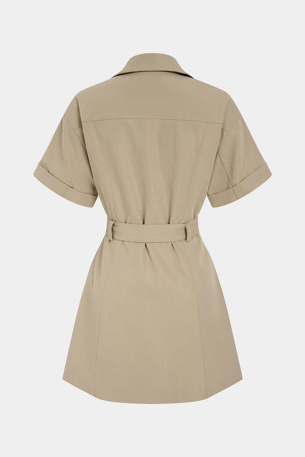 Metallic Belted Pocket Short Sleeve Mini Dress
