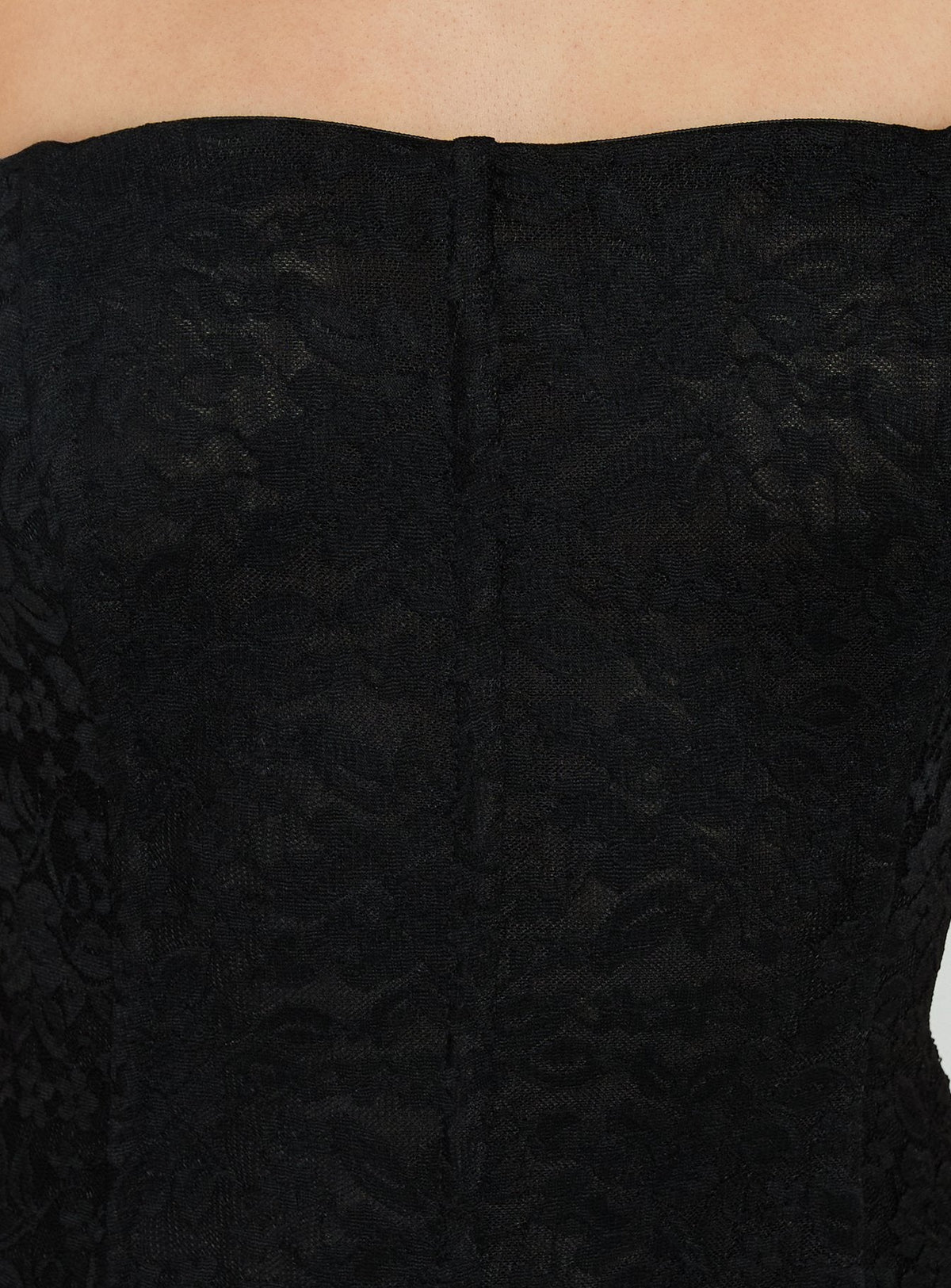 Diannah Lace Corset Strapless Maxi Dress Black