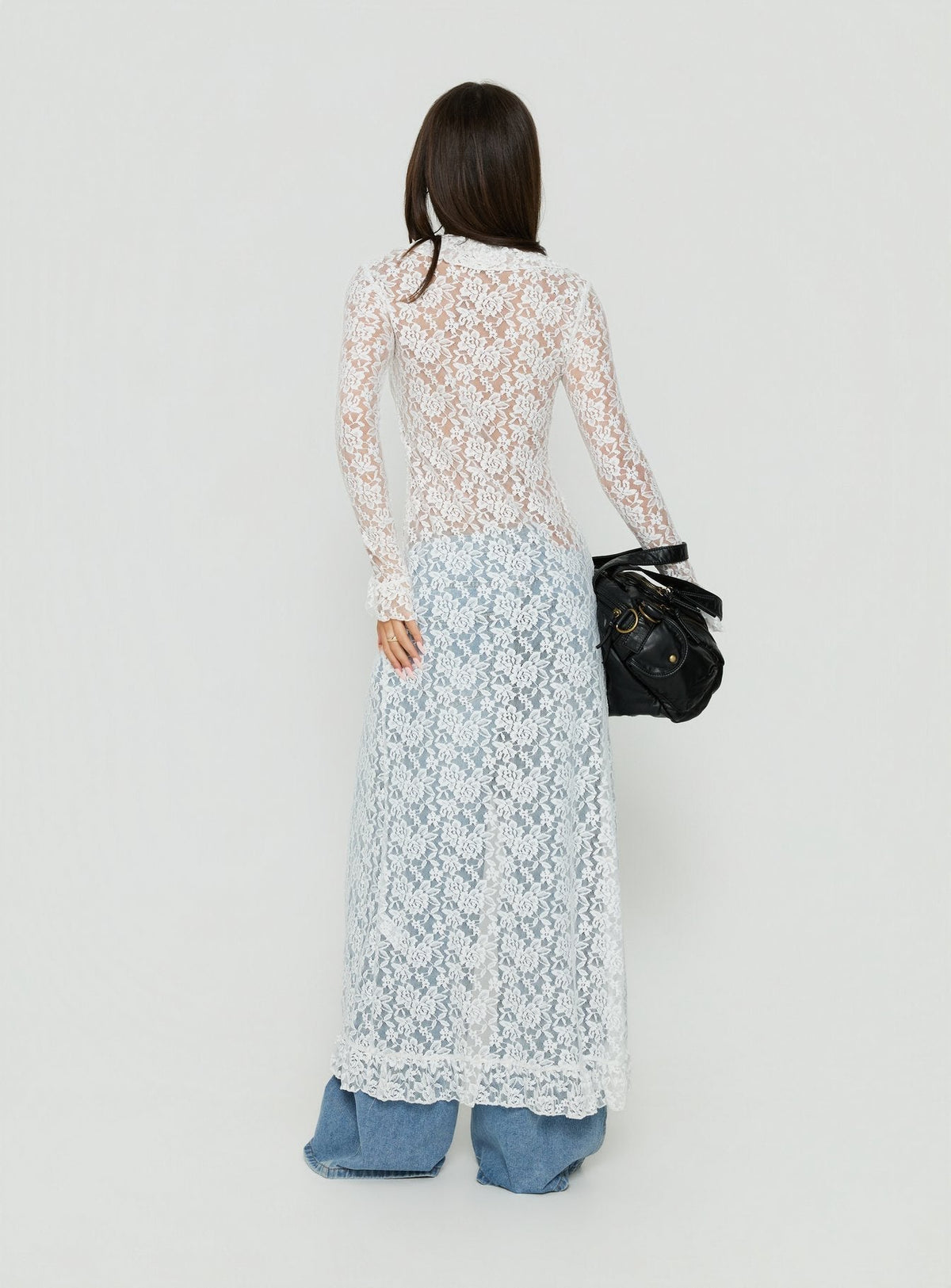 Long Nights Long Sleeve Lace Maxi Dress Moonlight
