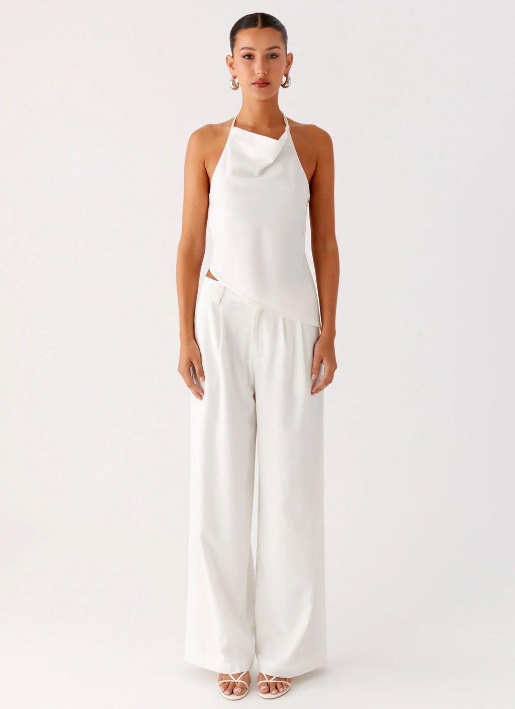 Delong Low Rise Linen Pants - White