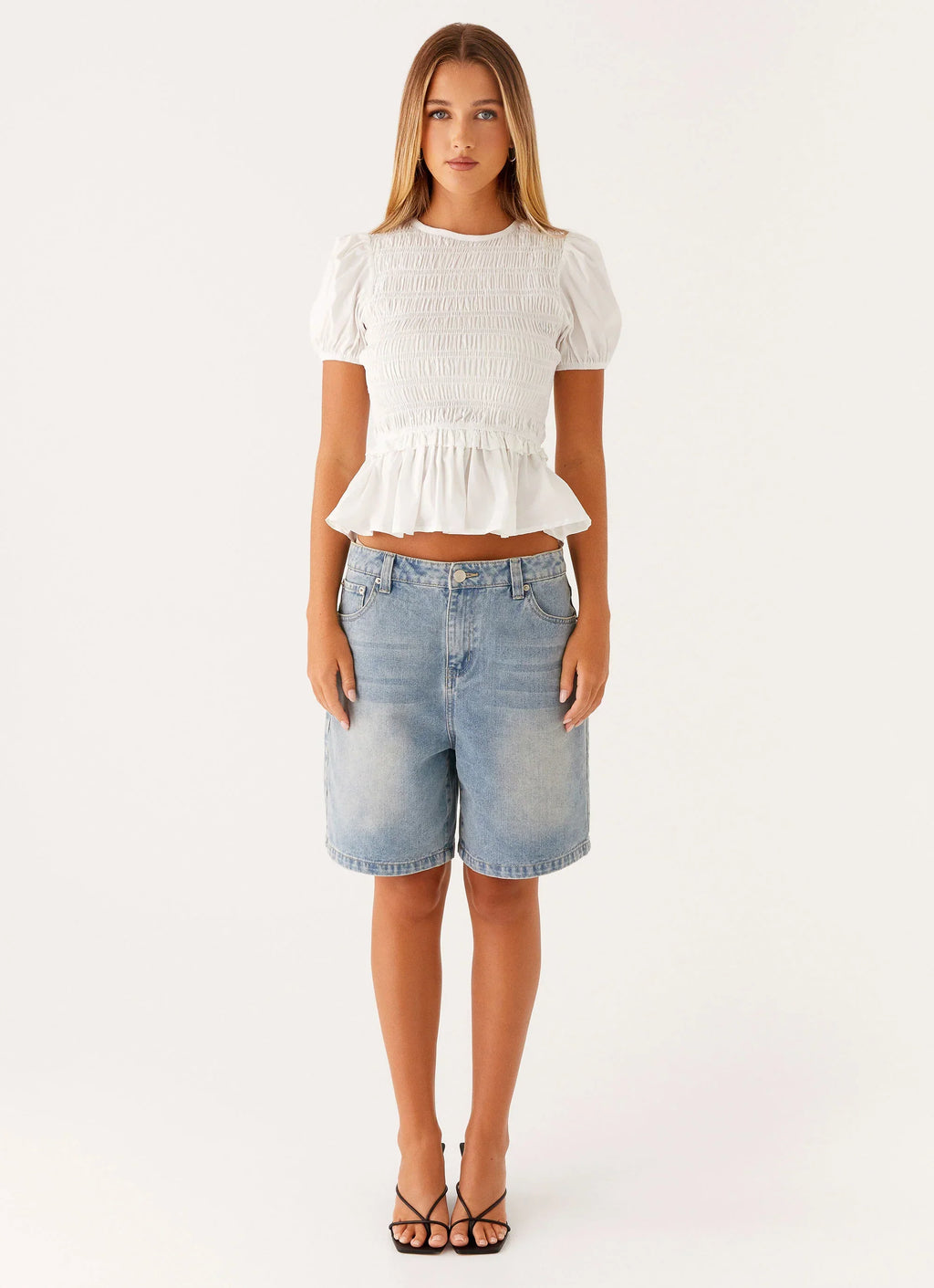 Izzy Shirred Top - White