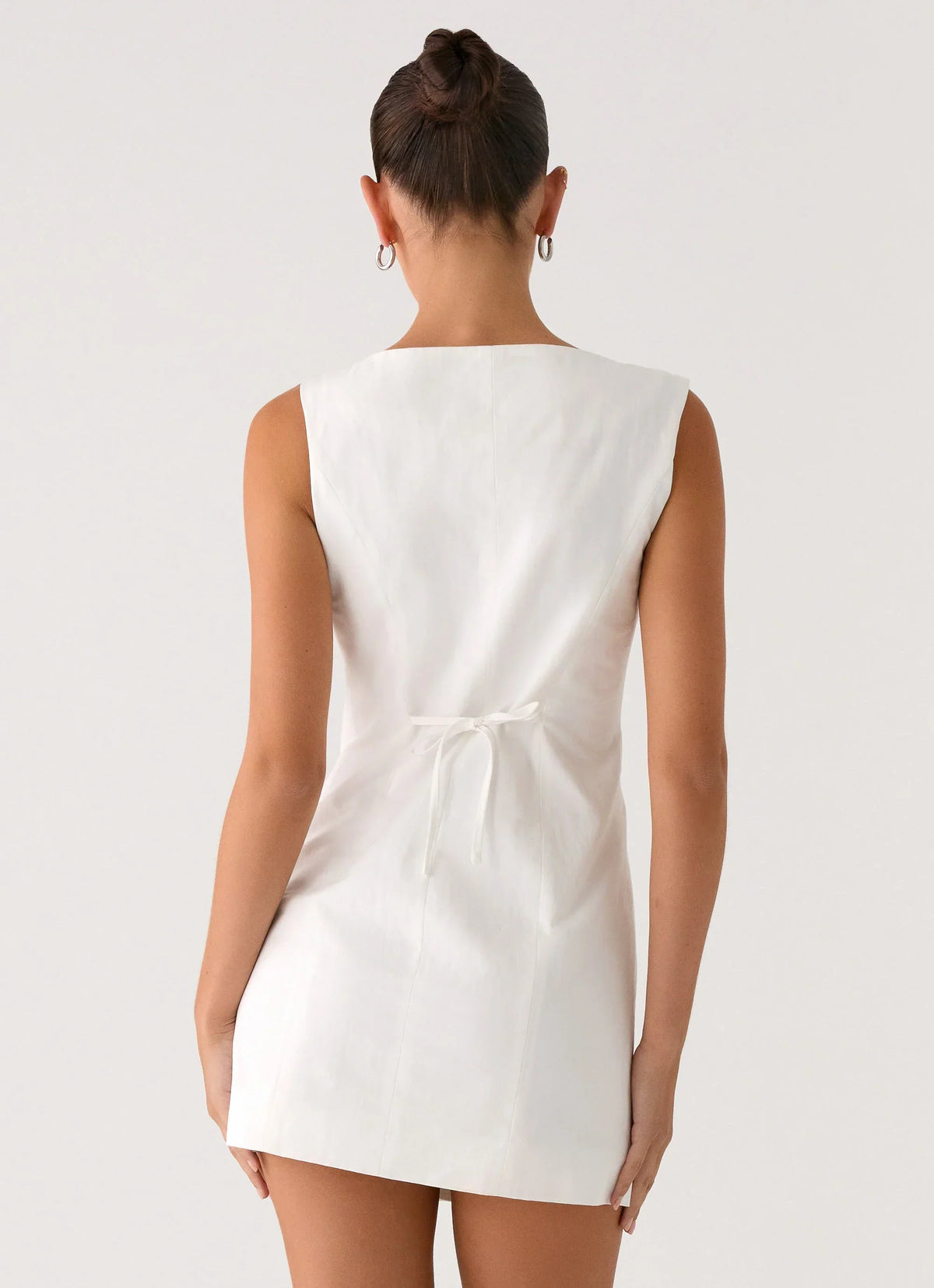 Golden Touch Cotton Mini Dress - White