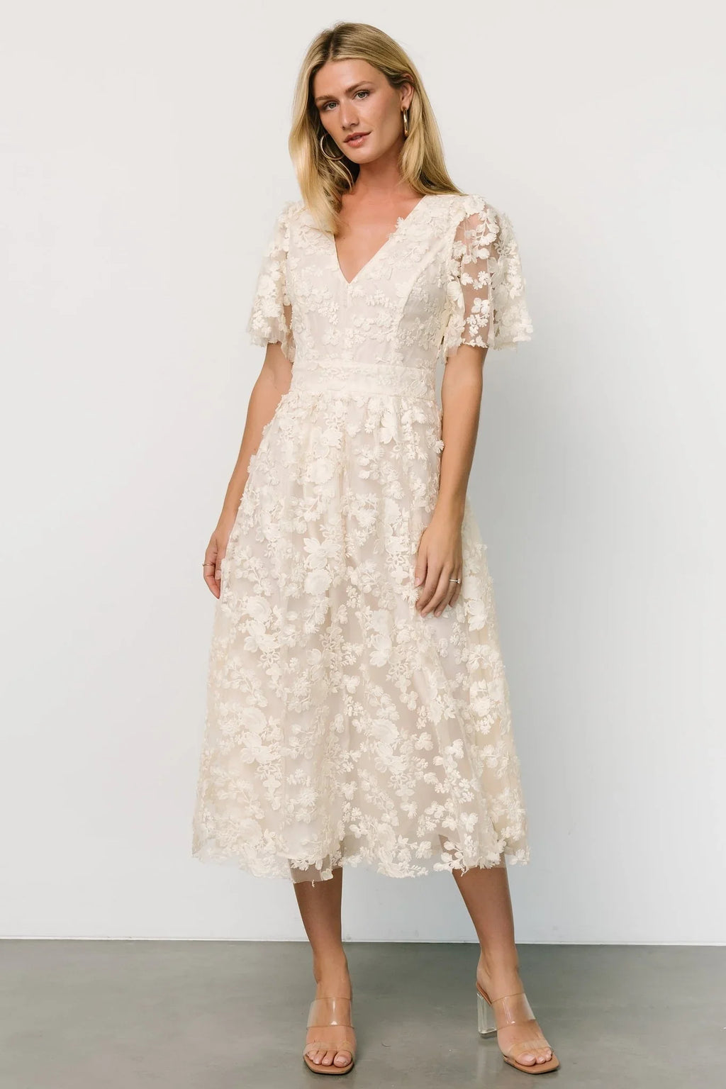 Sadie Embroidered Midi Dress | Vintage Cream
