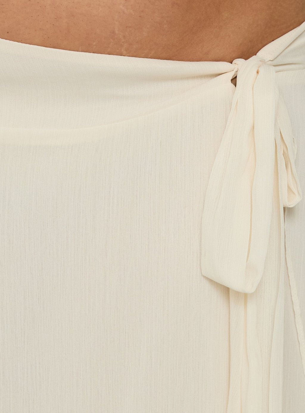 Ophella Tie Waist Chiffon Midi Skirt Cream Curve