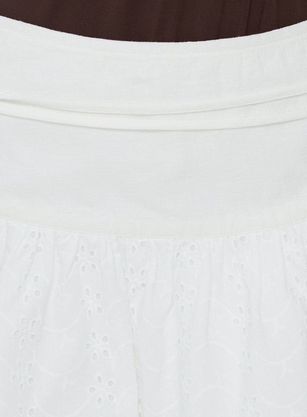 Elisea Tie Detail Broderie Mini Skirt White