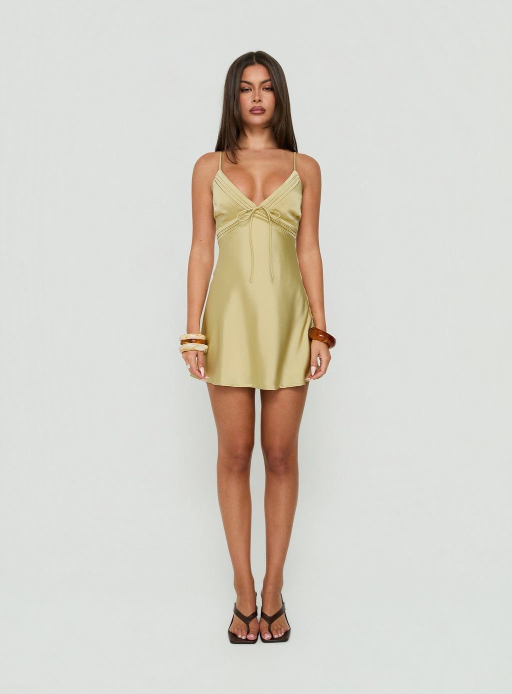 Iseabal V Neck Mini Dress Green