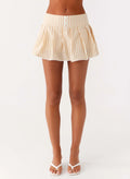 Oliviana Pleated Mini Skort - Taupe Stripe