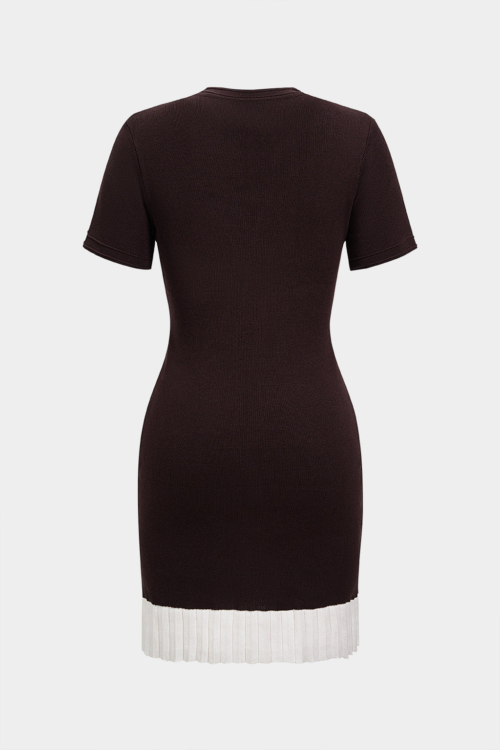 Contrast Round Neck Metallic Button Short Sleeve Mini Dress